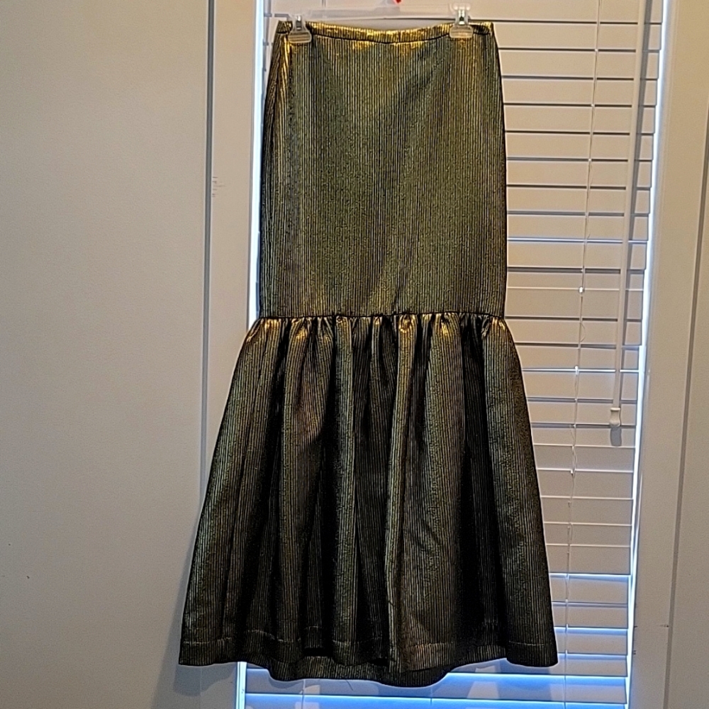 BCBG gold long skirt